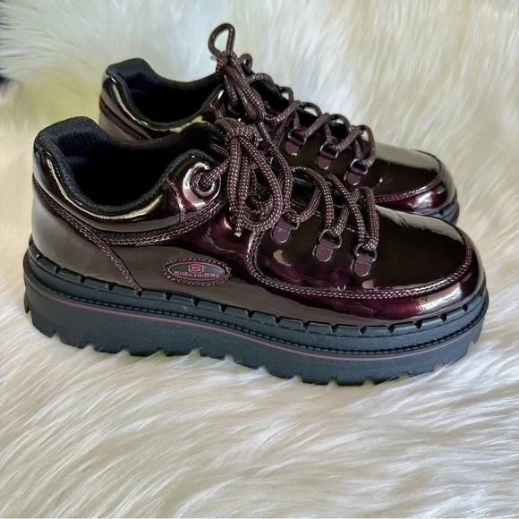 Skechers 90’s Jammers Cool Block Burgundy Chunky Platform Shoes Women’s sz. 10 - Picture 1 of 9
